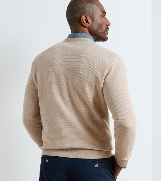 Peter Millar Coolspun Lite Textured Crewneck Sweater In Truffle