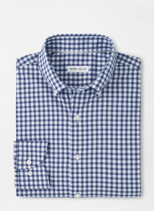 Felix Crown Lite Cotton-Stretch Sport Shirt in Navy