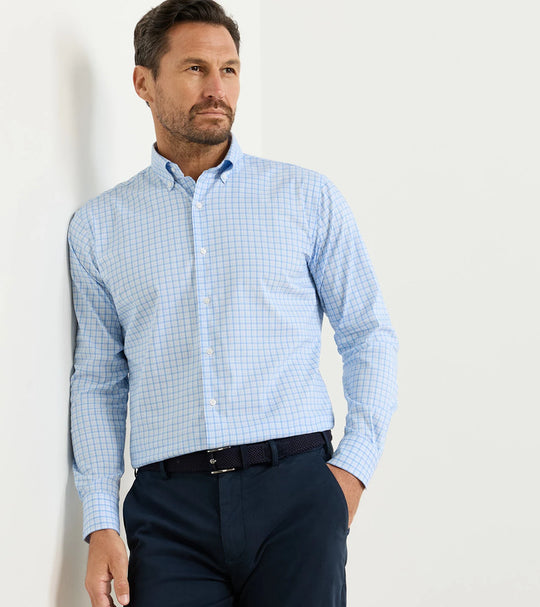 Calvin Crown Lite Cotton-Stretch Sport Shirt in Cottage Blue