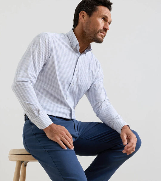 Rommel Performance Twill Sport Shirt In Cloudy Blue