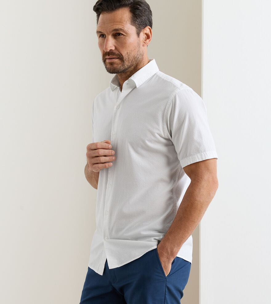 Seaward Cotton Lyocell Sport Shirt In White