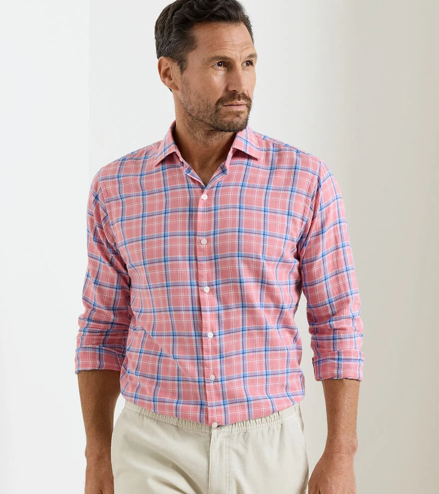 Triton Cotton Lyocell Sport Shirt In Venetian Pink