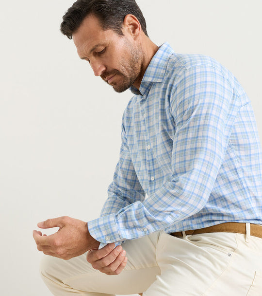 Waterrock Cotton Lyocell Sport Shirt In Stream Blue