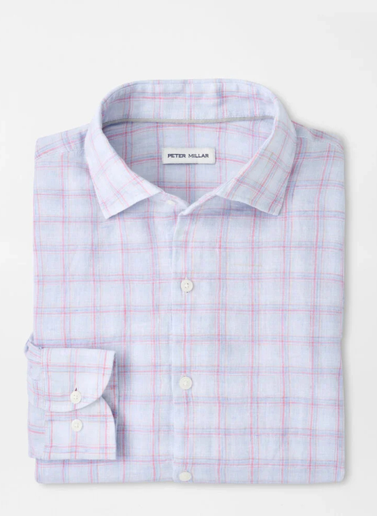 Frisbee Linen Sport Shirt In Stream Blue