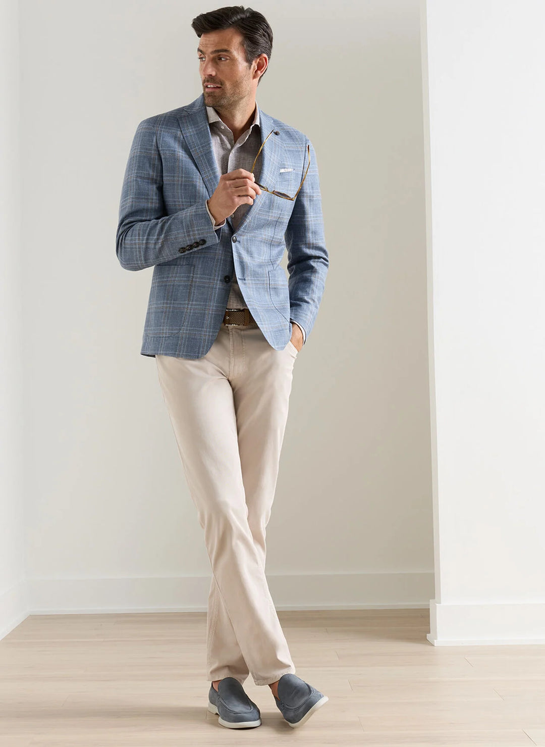 Hertford Plaid Soft Jacket In Storm