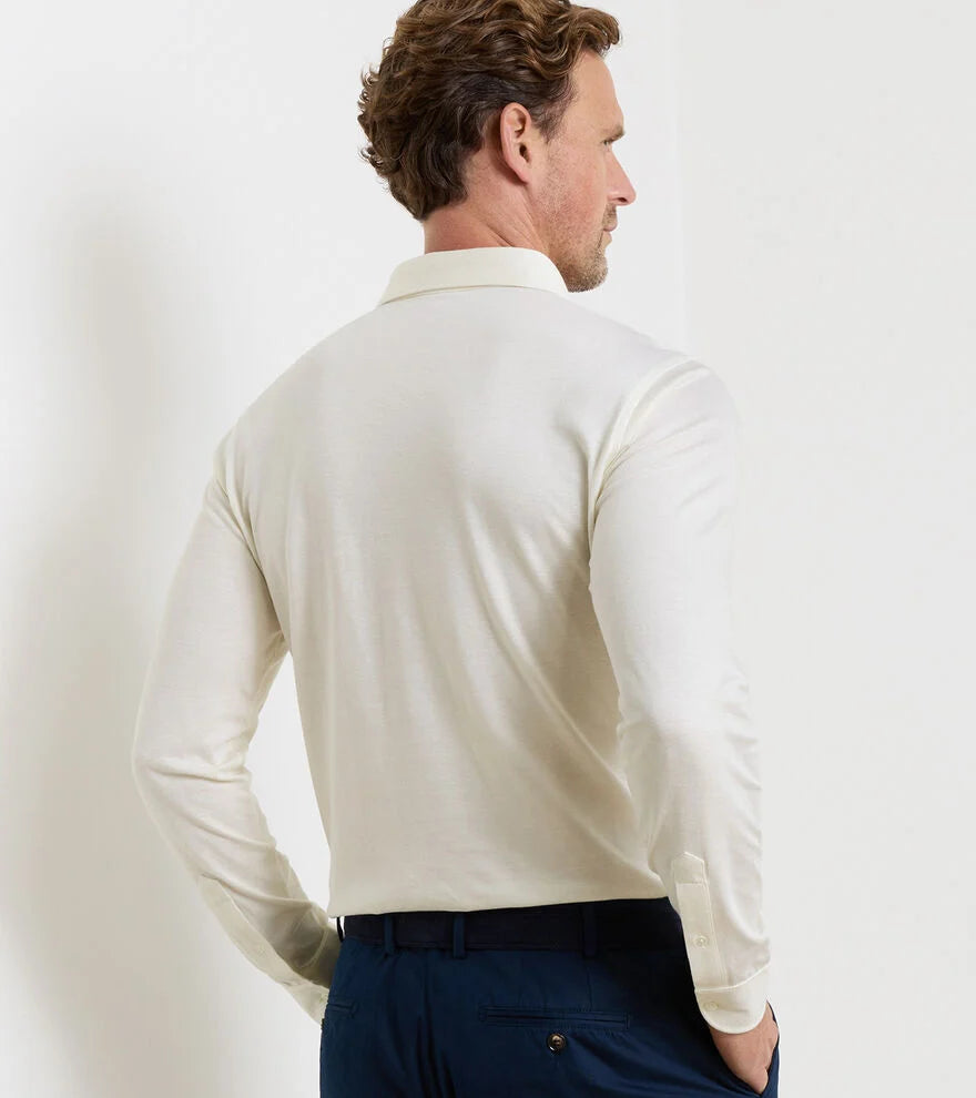 Landon Long Sleeve Polo In Almond