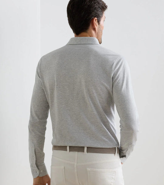 Landon Long Sleeve Polo In Grey Heather