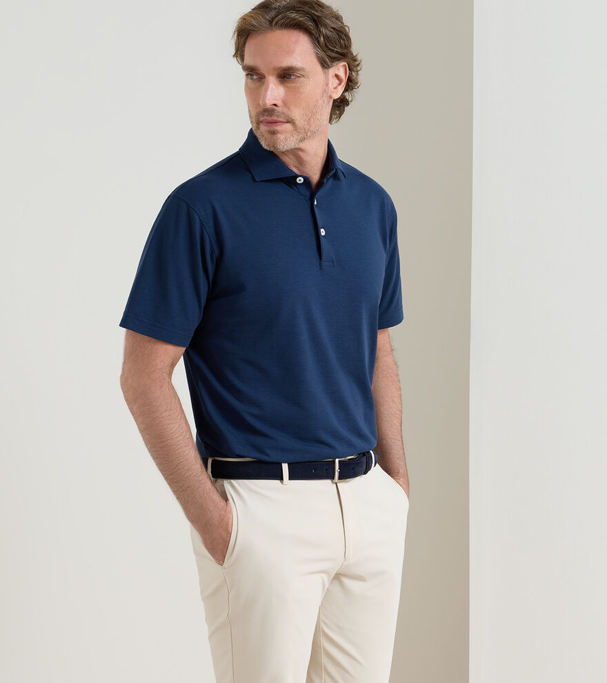 Cool Cotton Short Sleeve Polo In Navy