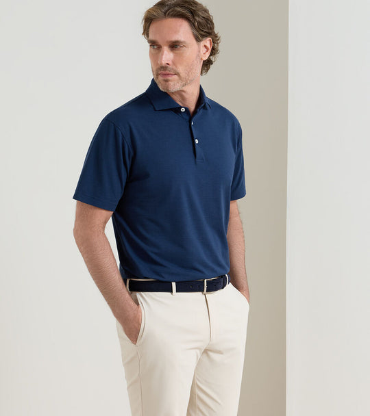 Cool Cotton Short Sleeve Polo In Navy