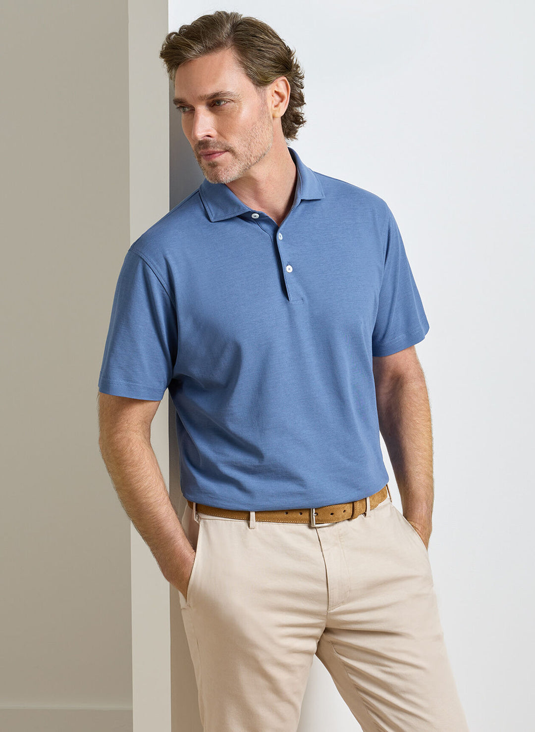 Cool Cotton Short Sleeve Polo In Storm