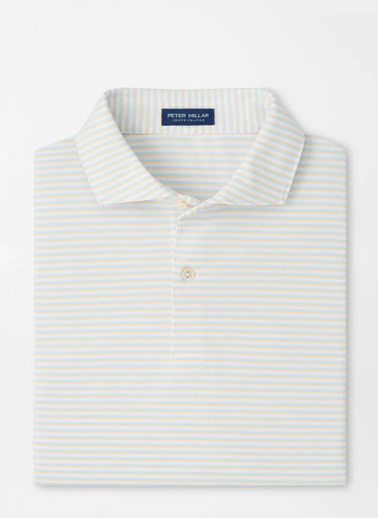 Tempo Performance Mesh Polo In White/Blue Brisk