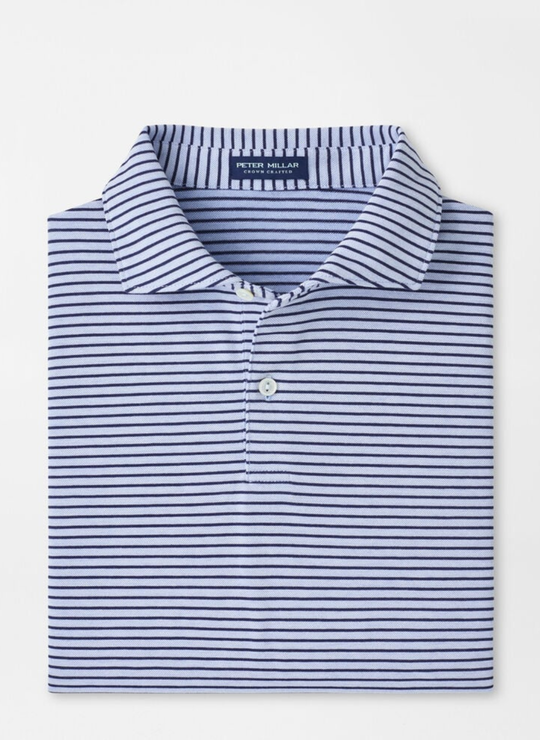 Albatross Stripe Cotton-Blend Piqué Polo In Dusk