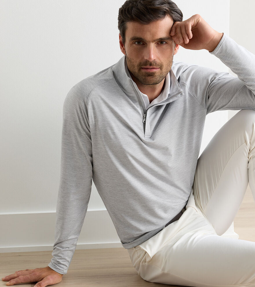 Stealth Stripe Performance Quarter Zip In Gale Grey