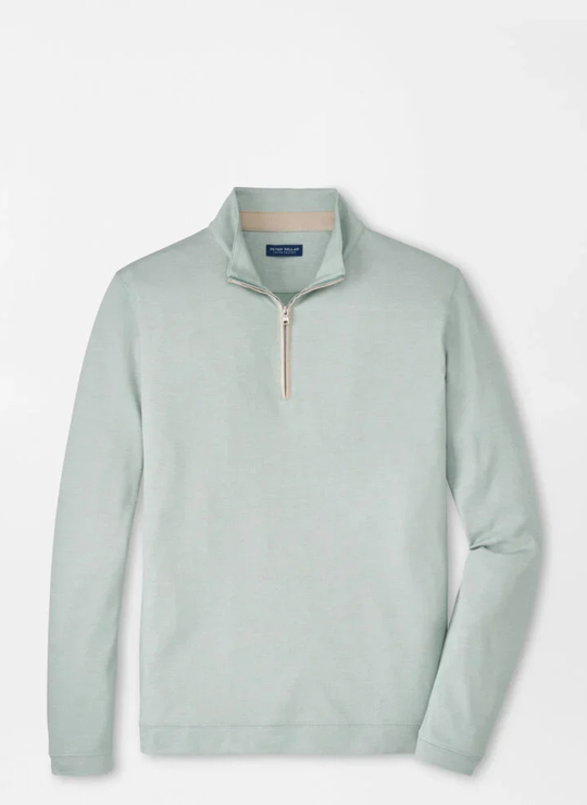 Albatross Cotton-Blend Piqué Quarter Zip In Light Willow