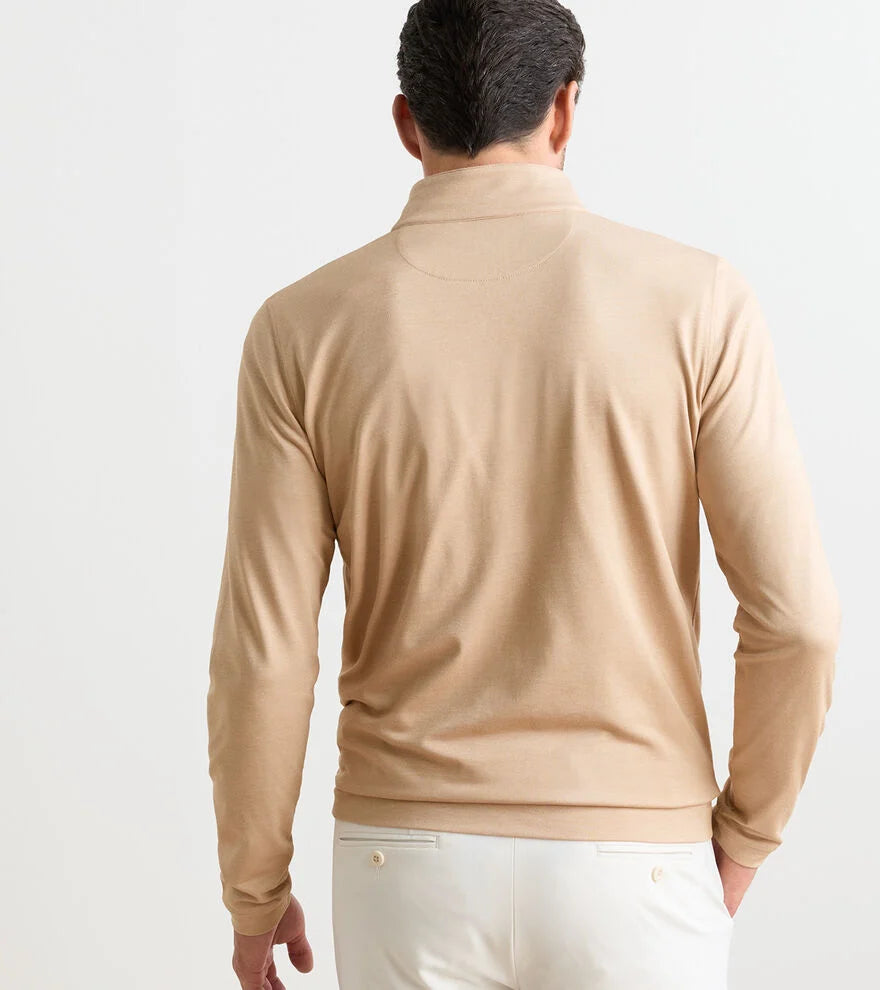 Albatross Cotton-Blen Piqué Quarter Zip In Summer Dunes