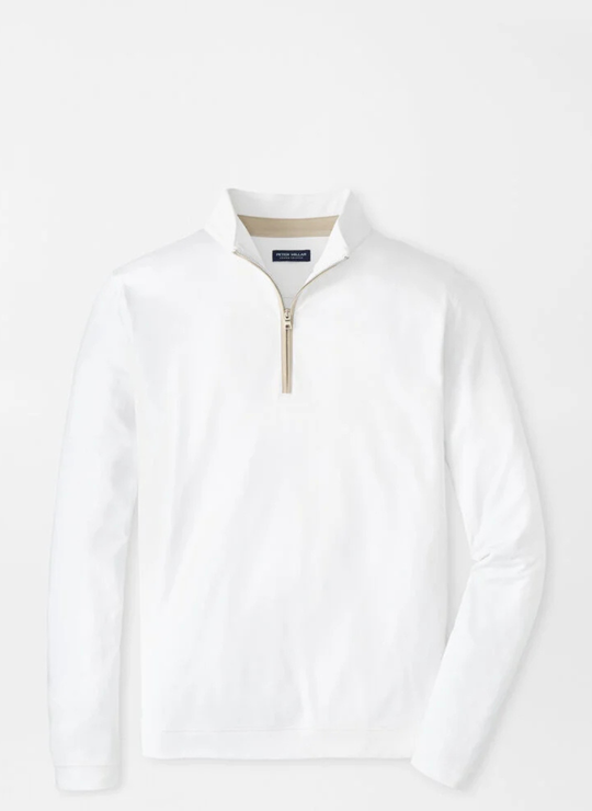 Albatross Cotton-Blend Piqué Quarter Zip In White