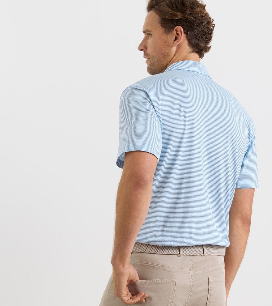 Journeyman Stripe Polo In Blue Brisk