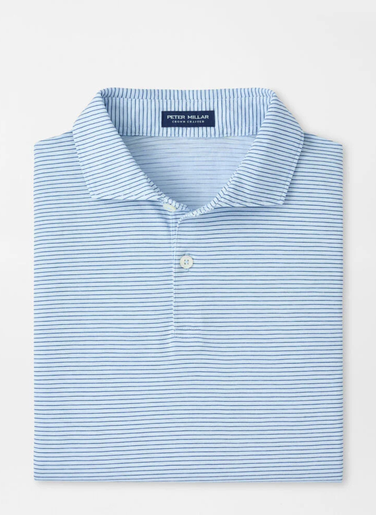 Journeyman Stripe Polo In Blue Brisk