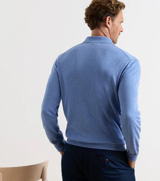 Mariner Sea Island Cotton Sweater Polo In Blue Frost