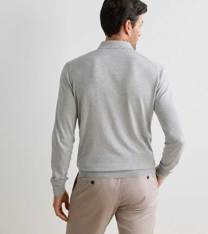Mariner Sea Island Cotton Sweater Polo In British Grey