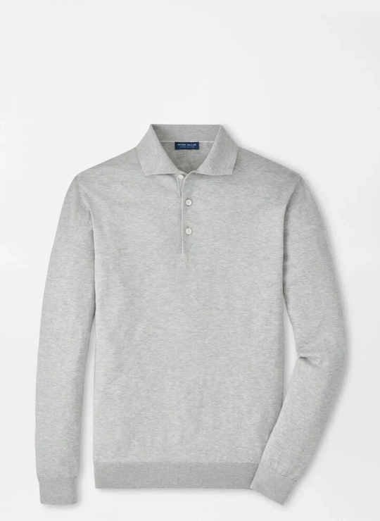 Mariner Sea Island Cotton Sweater Polo In British Grey