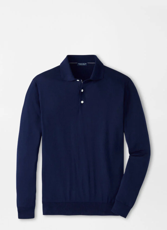 Mariner Sea Island Cotton Sweater Polo In Navy