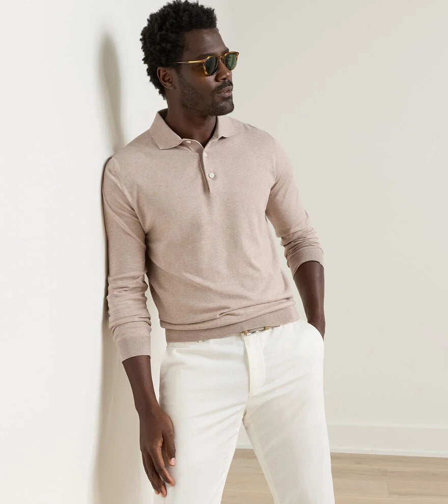 Mariner Sea Island Cotton Sweater Polo In Truffle