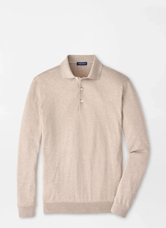 Mariner Sea Island Cotton Sweater Polo In Truffle