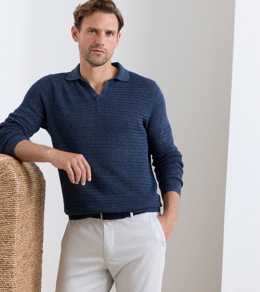 Rhodes Riviera Collar Sweater In Navy