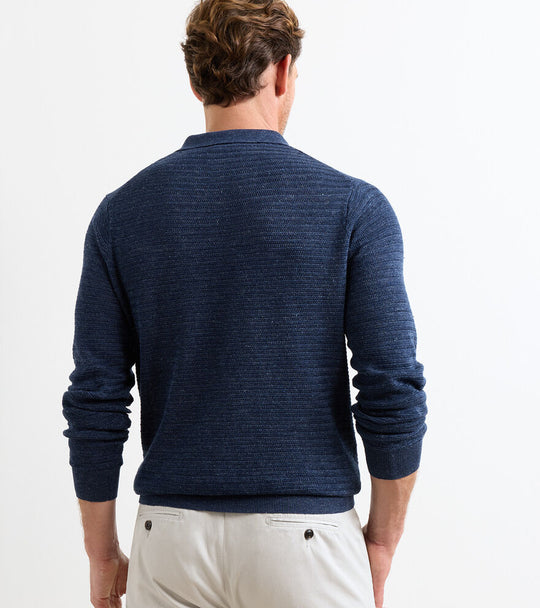 Rhodes Riviera Collar Sweater In Navy