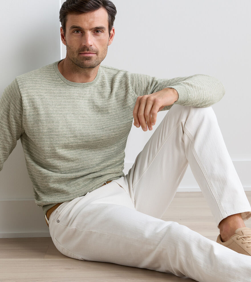 Linus Stripe Crewneck Sweater In Light Willow