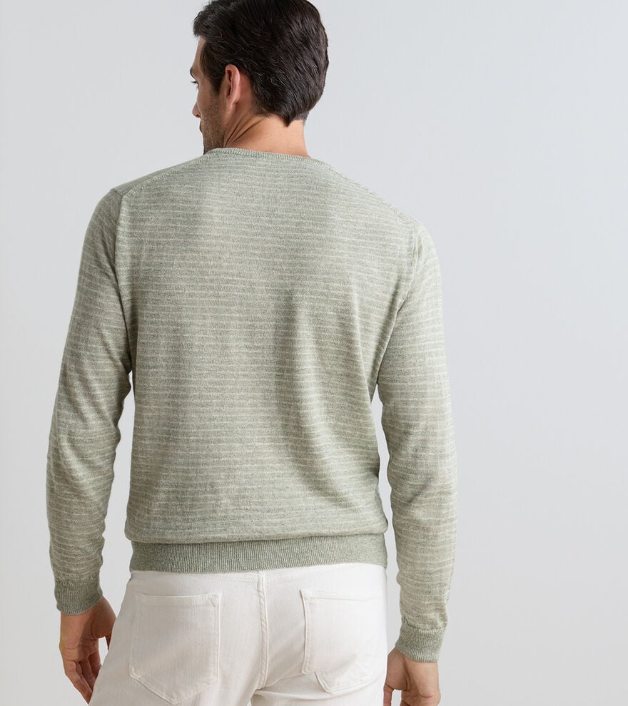 Linus Stripe Crewneck Sweater In Light Willow