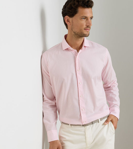 Journeyman Cotton Sport Shirt In Misty Rose