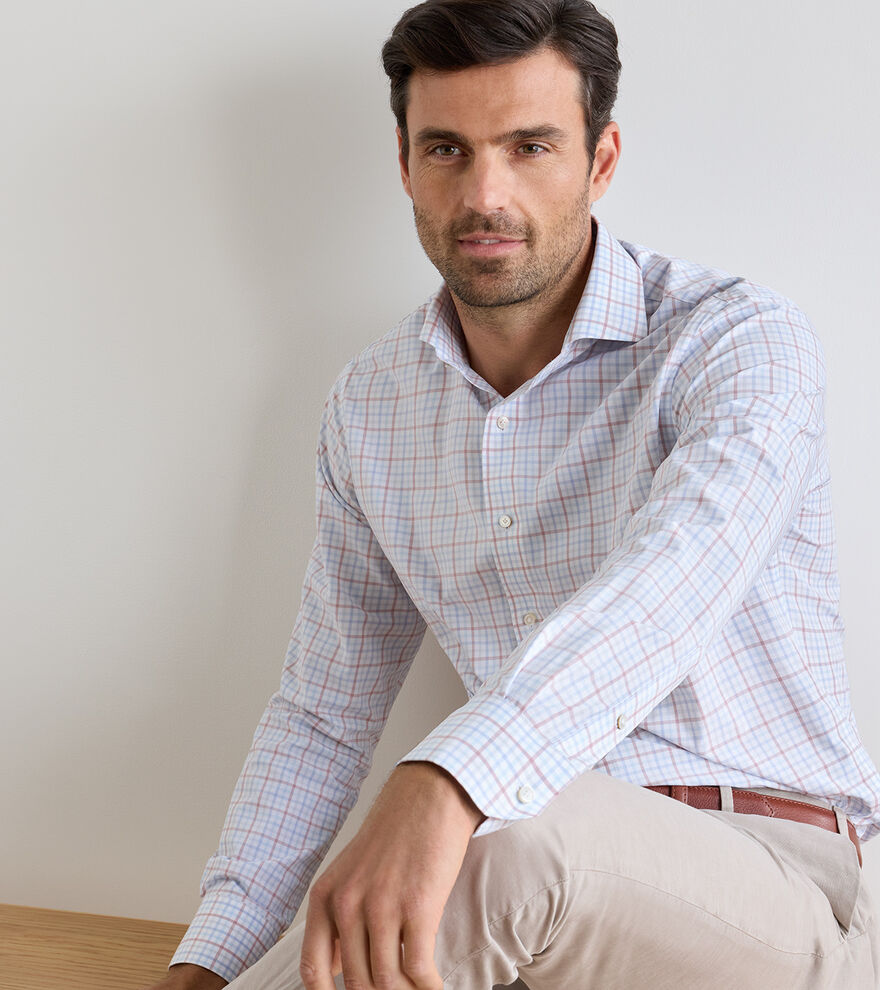 Main Performance Poplin Sport Shirt In Blue Frost