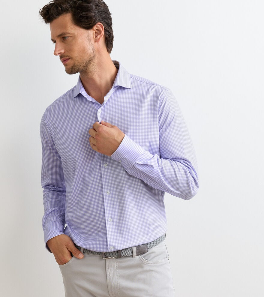Excursionist Flex Gingham Sport Shirt In Iris Mist