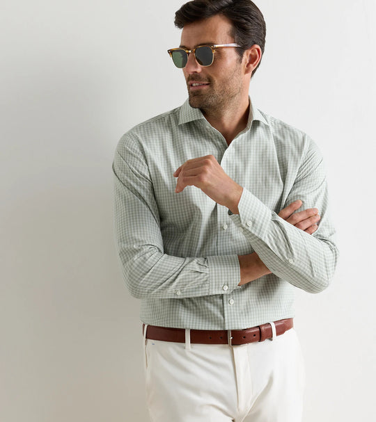 Dante Cotton Sport Shirt In Light Willow