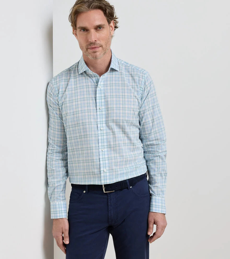 Tropea Italian Poplin Sport Shirt In Light Willow
