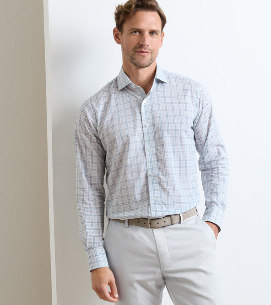 Pietro Italian Poplin Sport Shirt In British Grey