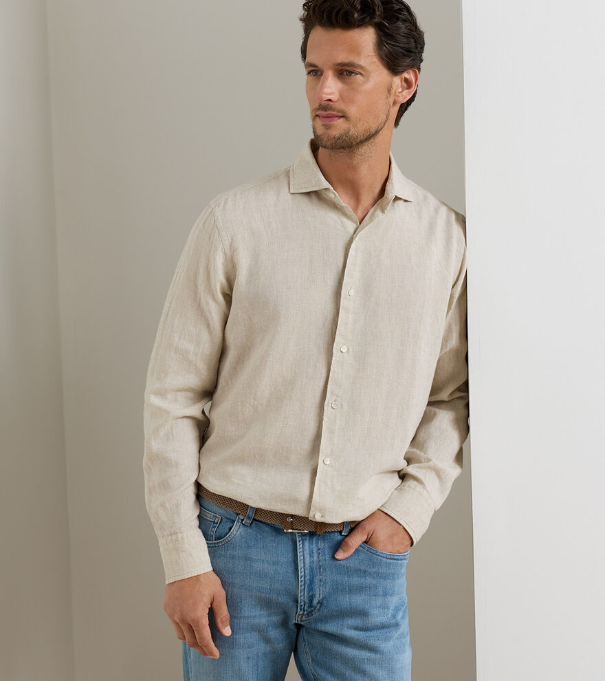 Astino Lino Sport Shirt In Truffle
