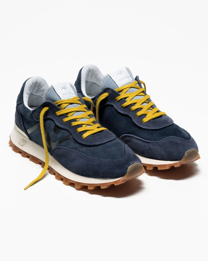 VELOCE Water Washed Navy Suede Sneaker