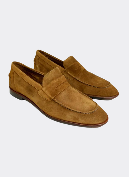 The Oxford Shop Naples Penny Loafer In Bourbon Suede