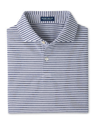 Albatross Stripe Cotton-Blend Piqué Polo In Gale Grey