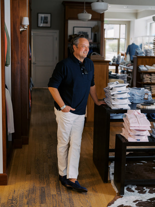 Peter Millar Croxley Long-Sleeve Polo In Navy