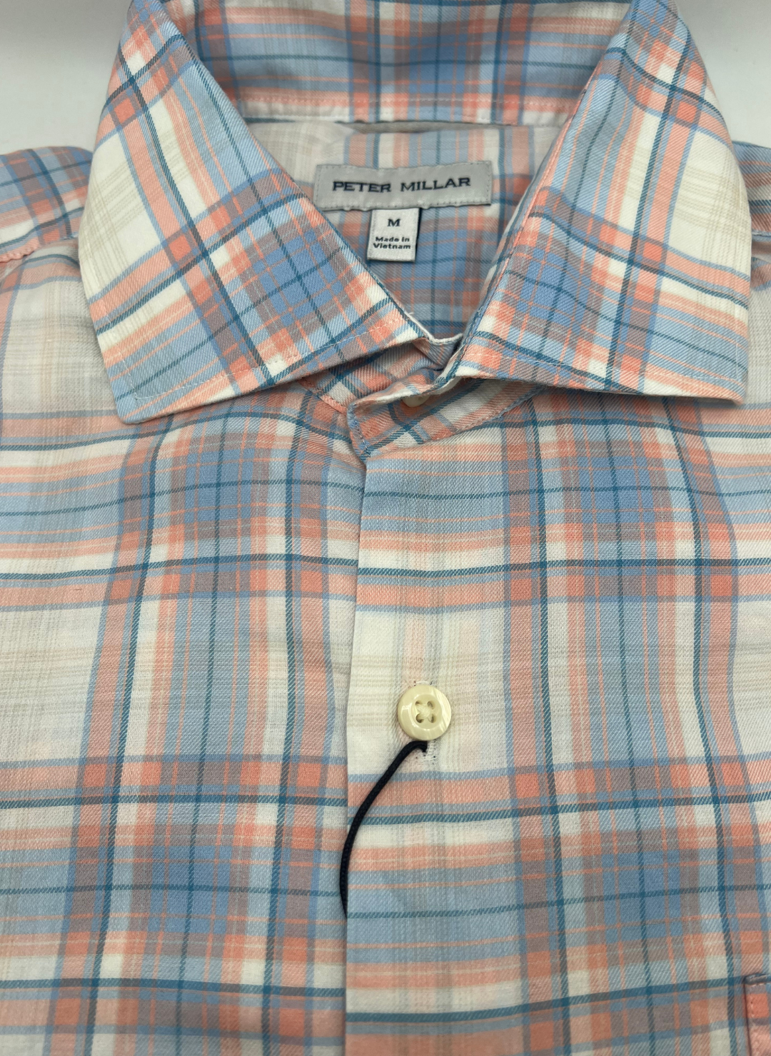 Peter Millar Orange and Blue Check Shirt