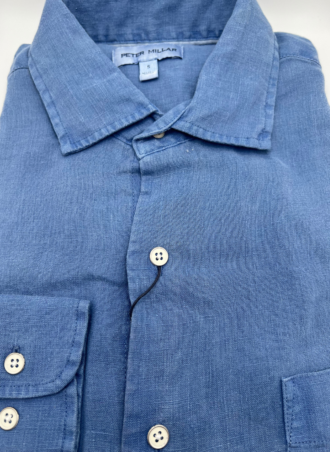 Peter Millar Blue Cotton-Linen Blend Shirt