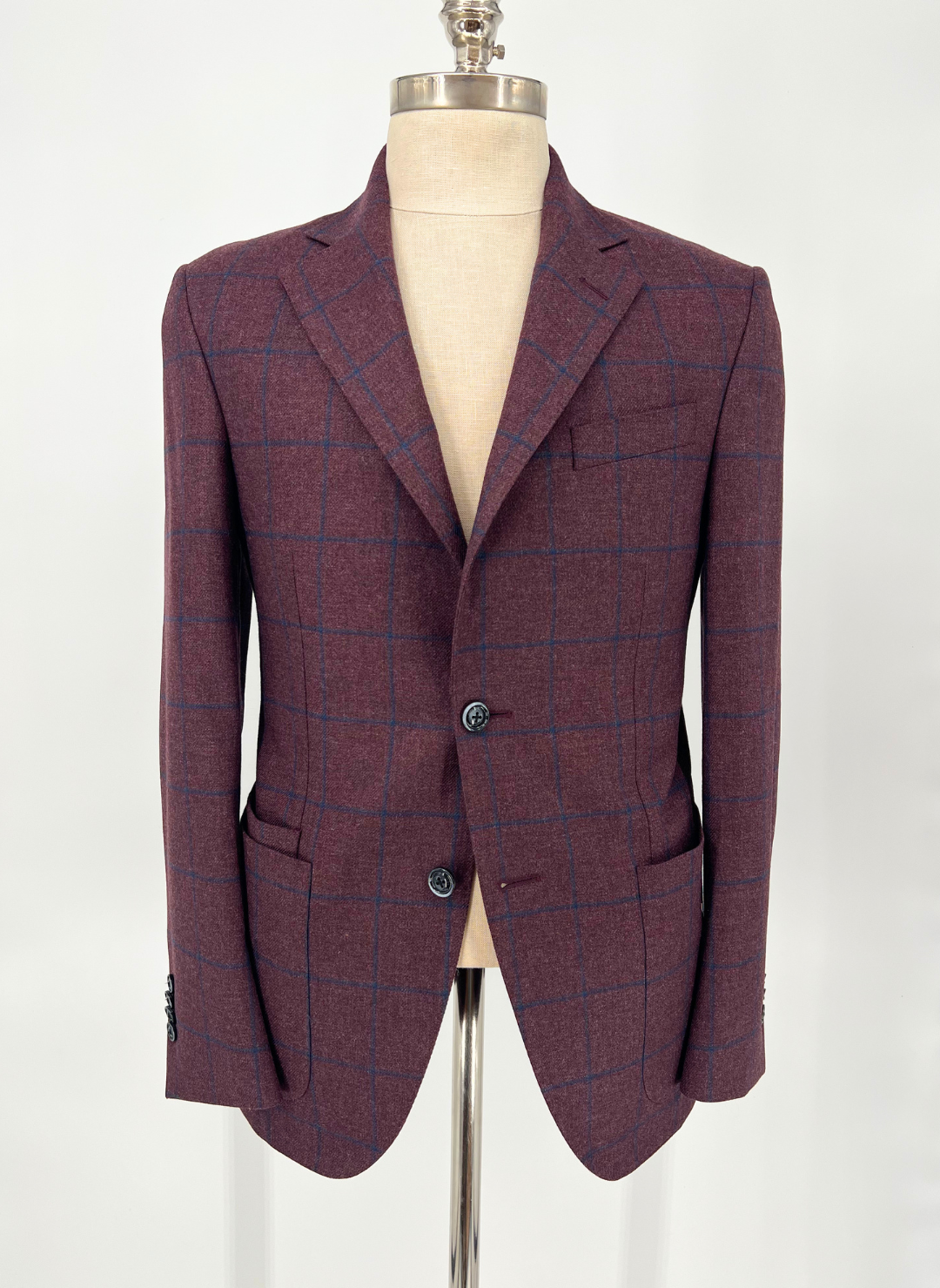 Plum With Navy Windowpane Jacket