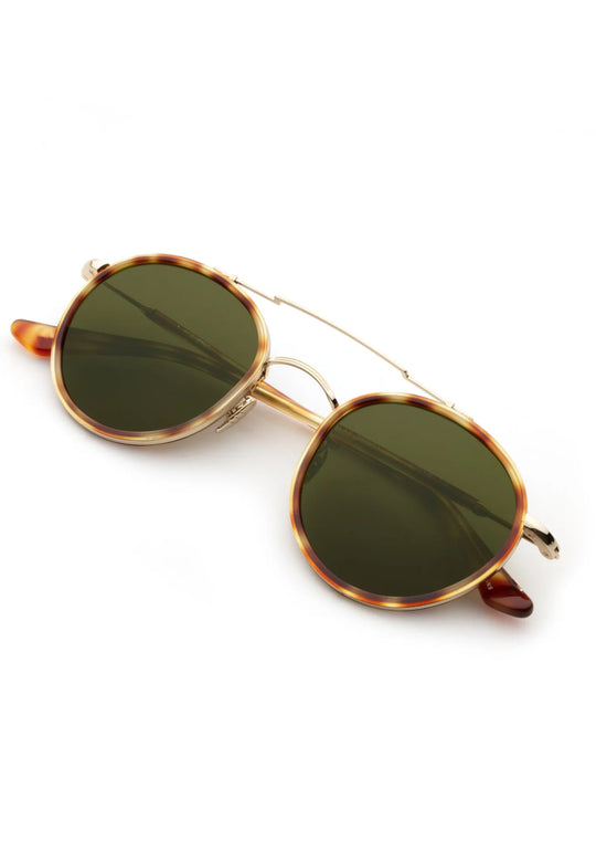 Krewe Porter Sunglasses In 12K Titanium + Hawksbill Polarized