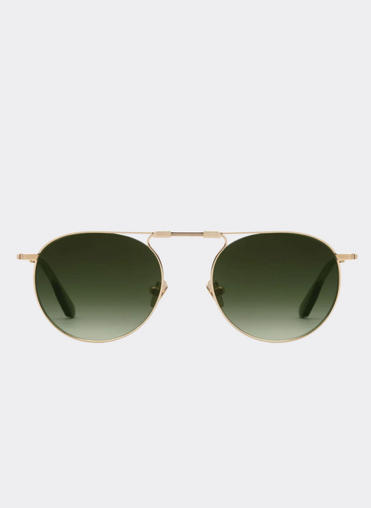 Krewe Rampart Fold Sunglasses In 12K + Green Tea