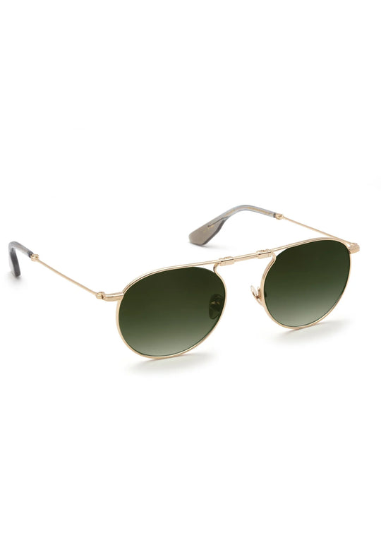 Krewe Rampart Fold Sunglasses In 12K + Green Tea