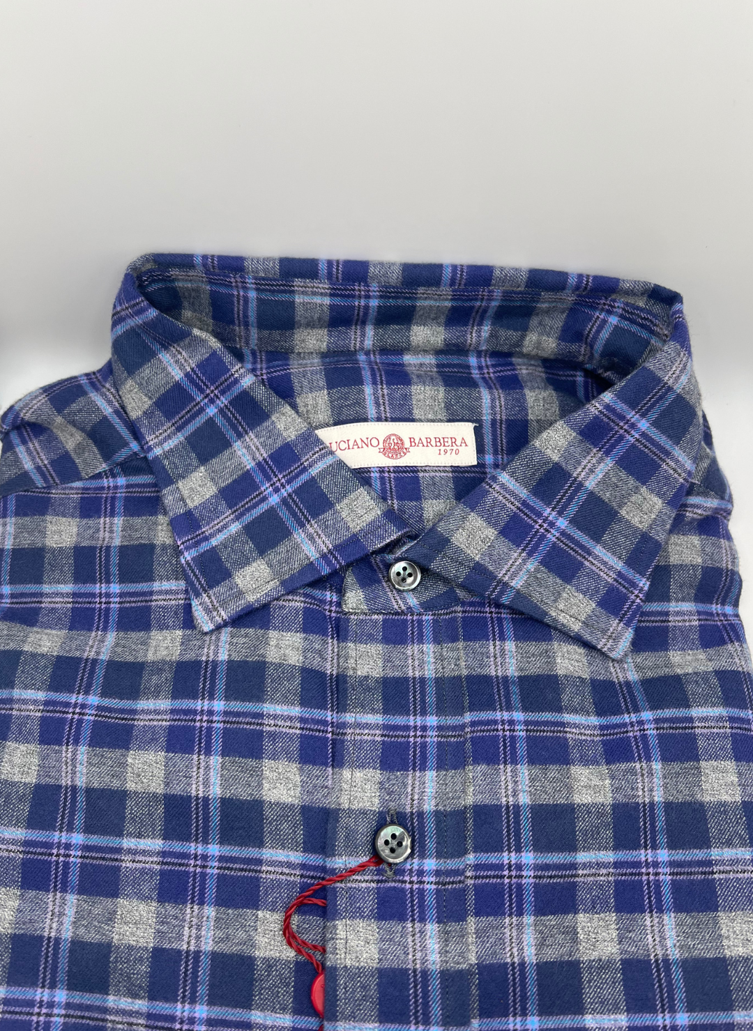 Luciano Barbera Plum Plaid Flannel Shirt